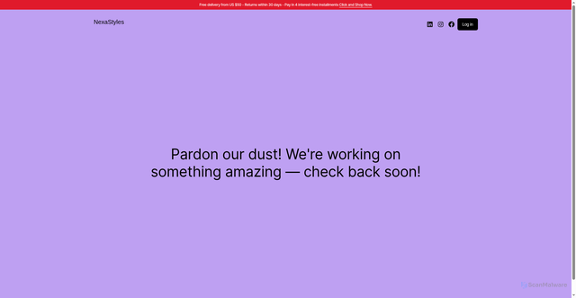 Security scan screenshot of https://nexastyles.com/my-account-2/