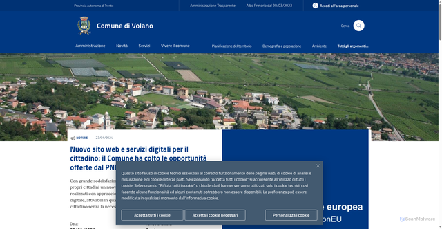 Security scan screenshot of https://www.comune.volano.tn.it/