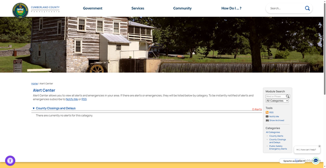 Security scan screenshot of https://www.cumberlandcountypa.gov/AlertCenter.aspx?CID=County-Closings-and-Delays-3
