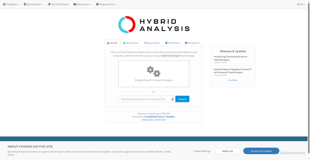 Security scan screenshot of https://hybrid-analysis.com/