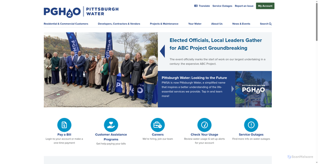 Security scan screenshot of https://www.pgh2o.com/