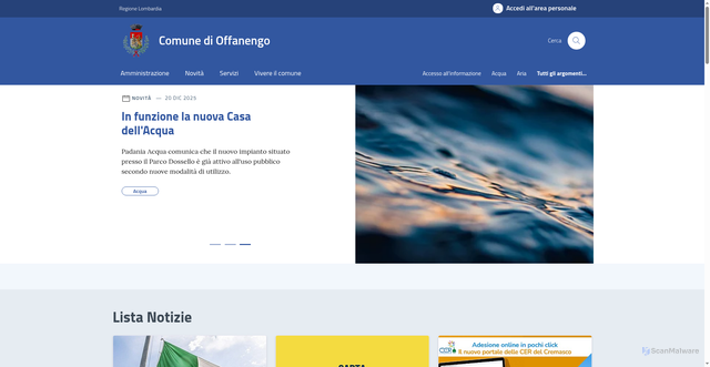 Security scan screenshot of https://comune.offanengo.cr.it/