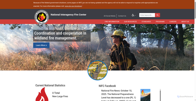 Security scan screenshot of https://www.nifc.gov/