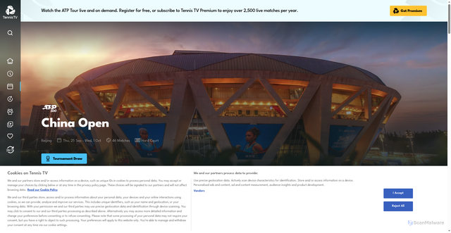 Security scan screenshot of https://www.tennistv.com/tournaments/china-open