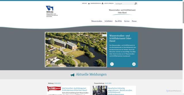 Security scan screenshot of https://www.wsa-oder-havel.wsv.de/Webs/WSA/Oder-Havel/DE/Startseite/startseite_node.html