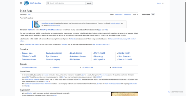 Security scan screenshot of https://mdwiki.org