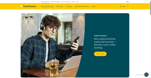 Security scan screenshot of https://postfinance.ch
