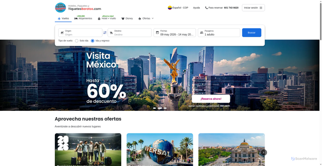 Security scan screenshot of https://tiquetesbaratos.com