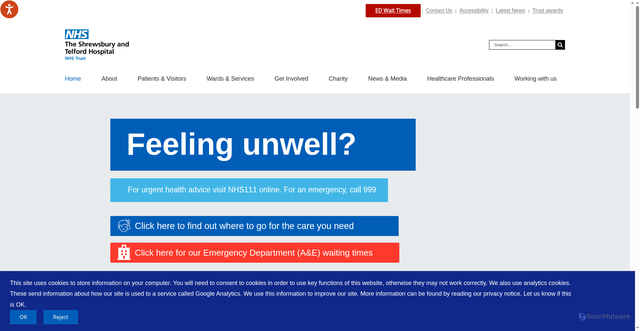 Security scan screenshot of https://www.sath.nhs.uk/