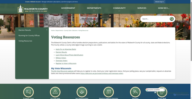 Security scan screenshot of https://www.co.walworth.wi.us/202/Voting-Resources