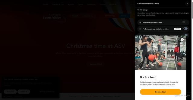 Security scan screenshot of https://www.aberdeensportsvillage.com/