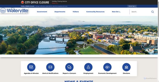 Security scan screenshot of https://waterville-me.gov/