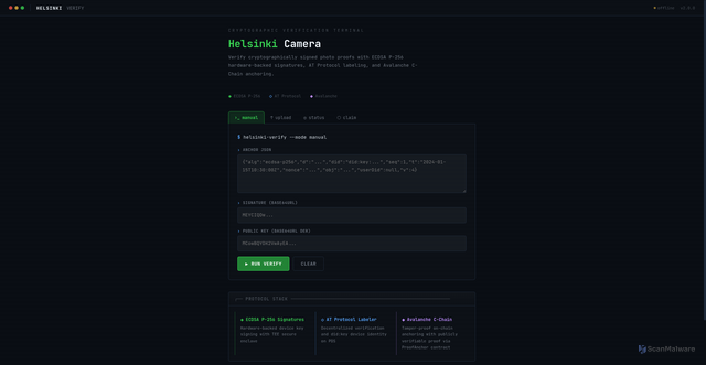 Security scan screenshot of https://helsinki-verify.pages.dev/