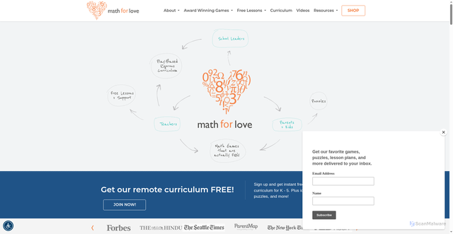 Security scan screenshot of https://mathforlove.com
