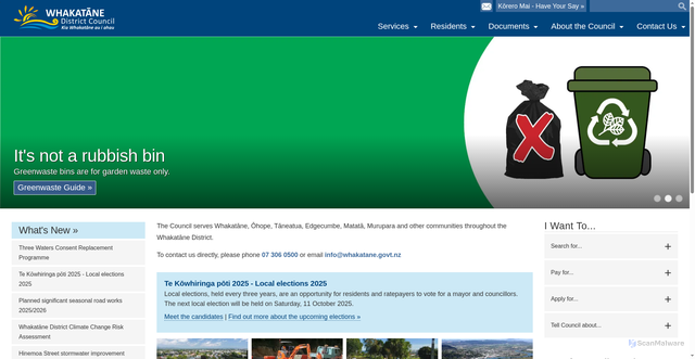 Security scan screenshot of https://www.whakatane.govt.nz/