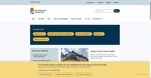 Security scan screenshot of https://www.lansstyrelsen.se/orebro