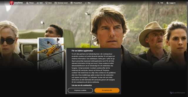 Security scan screenshot of https://www.sfanytime.com/sv/movie/mission-impossible-the-final-reckoning