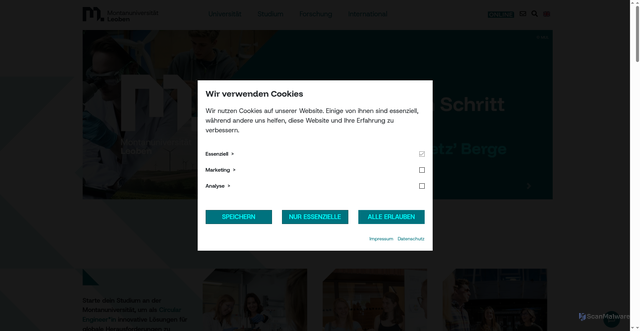 Security scan screenshot of https://unileoben.ac.at