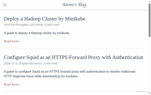 Security scan screenshot of https://adonis0147.github.io/
