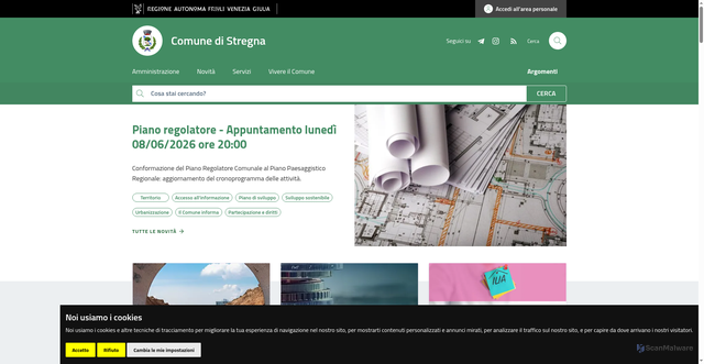 Security scan screenshot of https://www.comune.stregna.ud.it