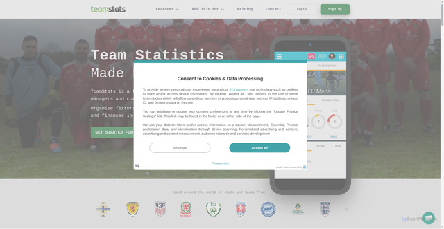 Security scan screenshot of https://teamstats.net
