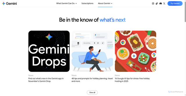 Security scan screenshot of https://gemini.google/latest-news/