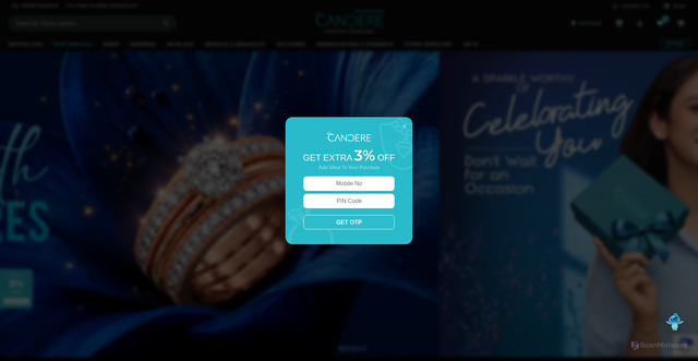 Security scan screenshot of https://candere.com