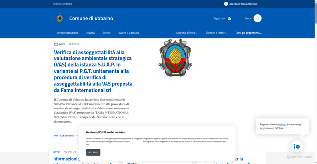 Security scan screenshot of https://www.comune.vobarno.bs.it/