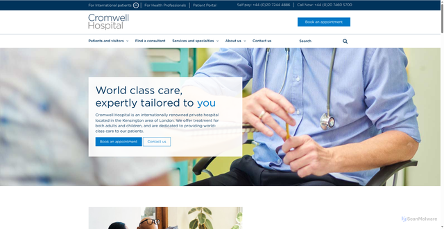 Security scan screenshot of https://cromwellhospital.com