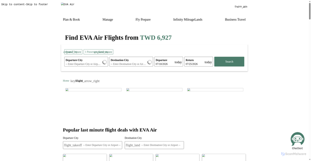 Security scan screenshot of https://flights.evaair.com