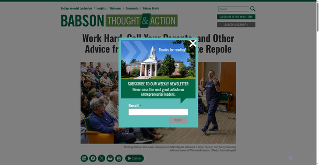Security scan screenshot of https://entrepreneurship.babson.edu/mike-repole-at-babson/