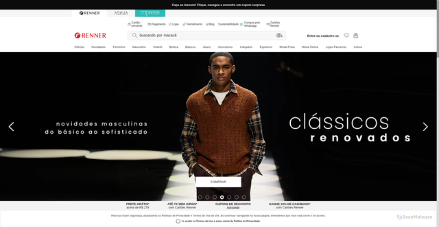 Security scan screenshot of https://lojasrenner.com.br