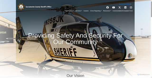 Security scan screenshot of https://www.sacsheriff.com/