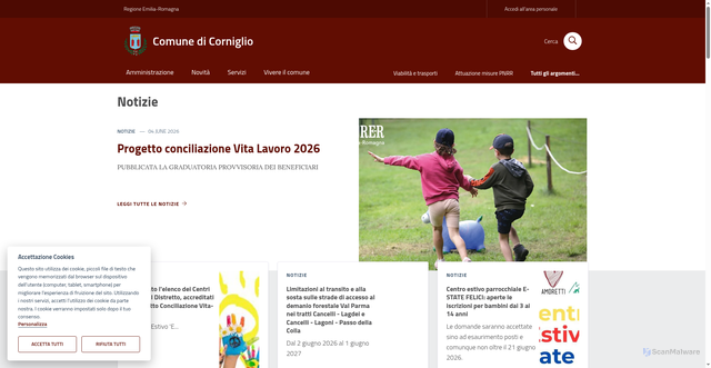 Security scan screenshot of https://www.comune.corniglio.pr.it