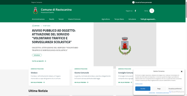 Security scan screenshot of https://comune.raviscanina.ce.it/