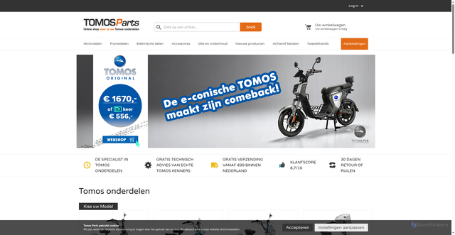 Security scan screenshot of https://tomos-parts.nl