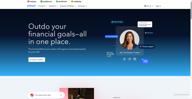 Security scan screenshot of https://elink.prd.intuit.com/ss/c/u001.HiknLRd2Wv82qs5XbGcPmQ9-J0Ftf0c2f4m9Iuivq_0/4dl/A5WIA8qZQQmm8NAXRF4ASw/h5/h001.LcHtCMD09kCGiIs9OyogcApLeaYdkKgLrK2qN1Q9b7k