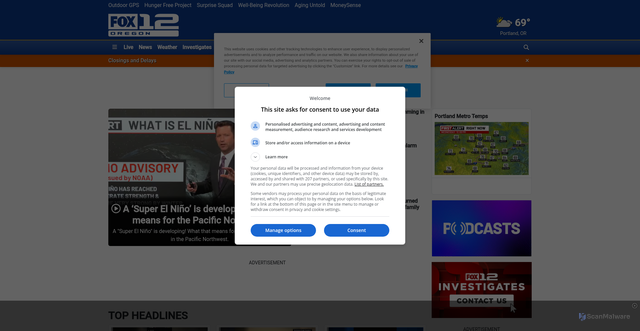 Security scan screenshot of https://kptv.com