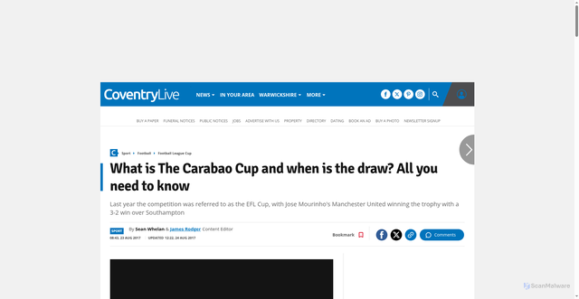 Security scan screenshot of https://www.coventrytelegraph.net/sport/football/football-news/carabao-cup-third-round-draw-13514745
