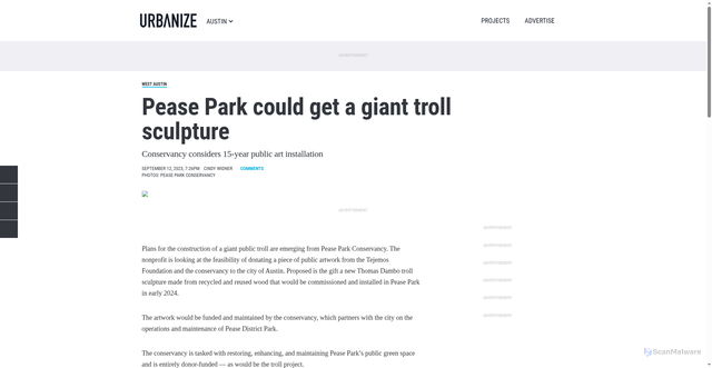 Security scan screenshot of https://austin.urbanize.city/post/pease-park-troll-sculpture-art