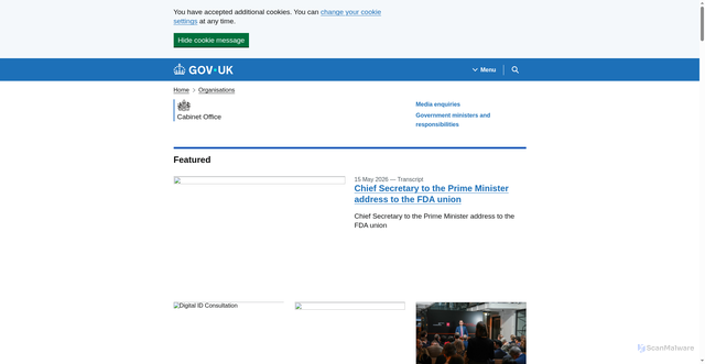 Security scan screenshot of http://www.cabinet-office.gov.uk