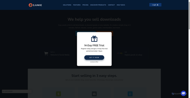 Security scan screenshot of https://e-junkie.com