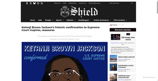 Security scan screenshot of https://macshieldonline.com/44872/news-2/ketanji-brown-jacksons-historic-confirmation-to-supreme-court-inspires-reassures/