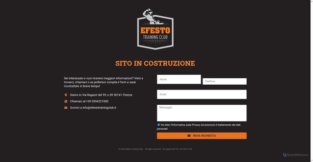 Security scan screenshot of https://www.efestotrainingclub.it