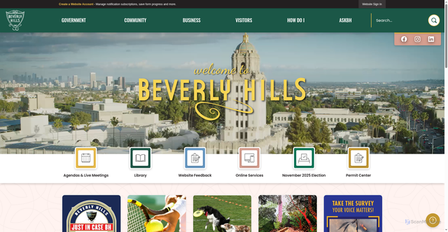 Security scan screenshot of https://beverlyhills.gov/