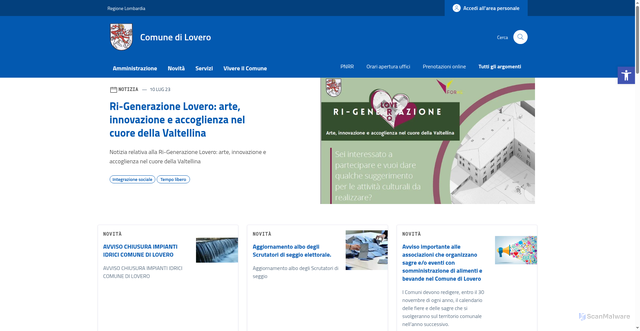 Security scan screenshot of https://comune.lovero.so.it/