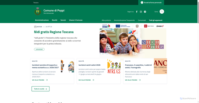 Security scan screenshot of https://www.comune.poppi.ar.it