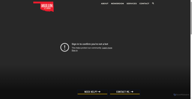 Security scan screenshot of https://www.mullin.senate.gov/