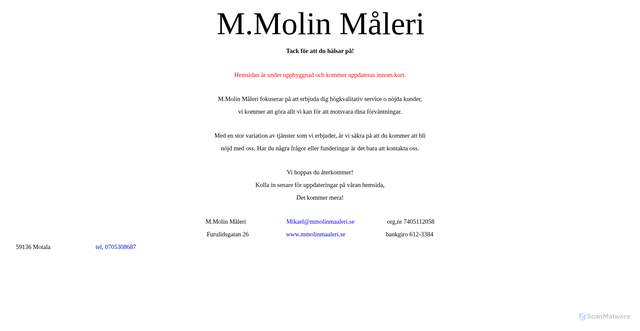 Security scan screenshot of https://mmolinmaaleri.se