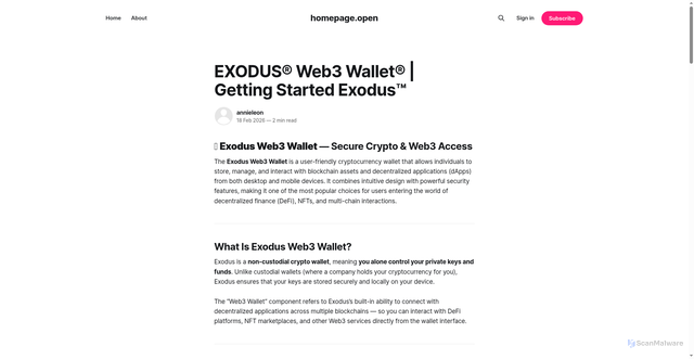 Security scan screenshot of https://homepage-open.ghost.io/exodus/
